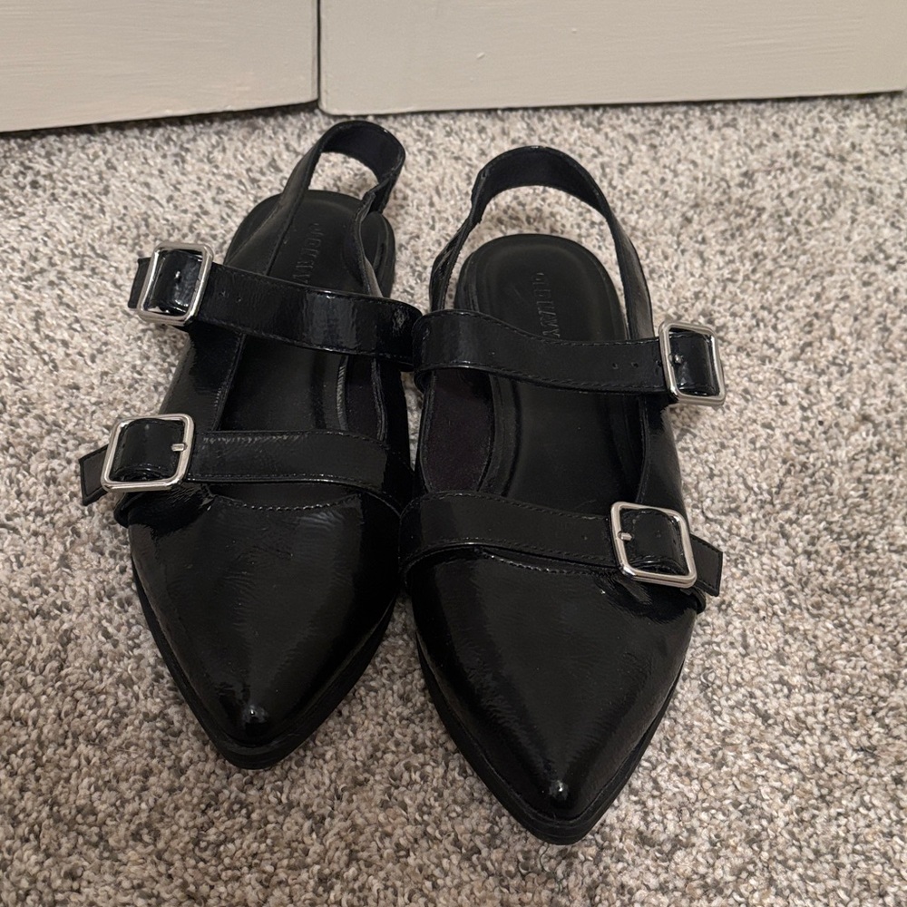 Old Navy Black Double-Buckle Flats